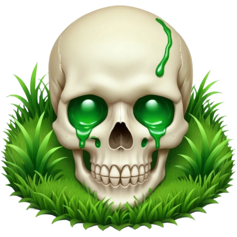 A person melting into the grass and skull head emoji