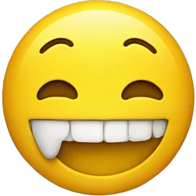 smiling face with yellow bone in its mouth emoji