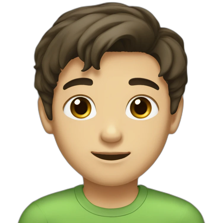 light brown black hair brown eyes straight boy hair greenshirt emoji