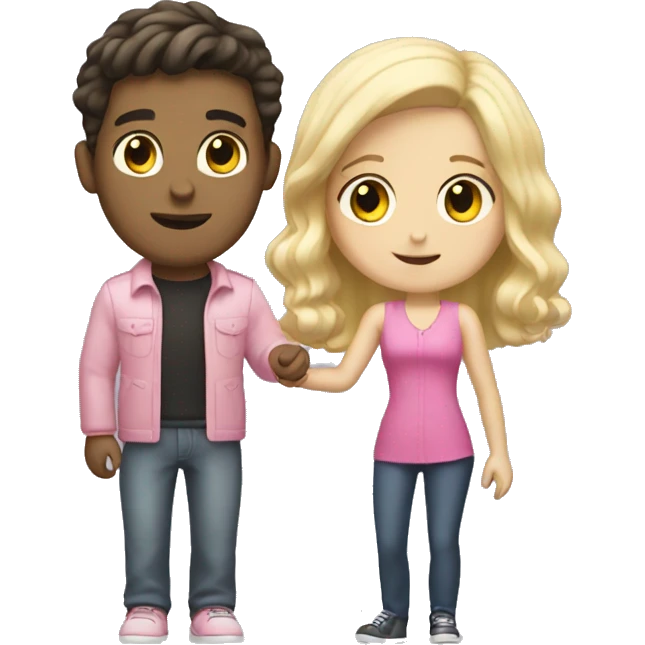 white boy with dark hair buying blonde girl pink car emoji