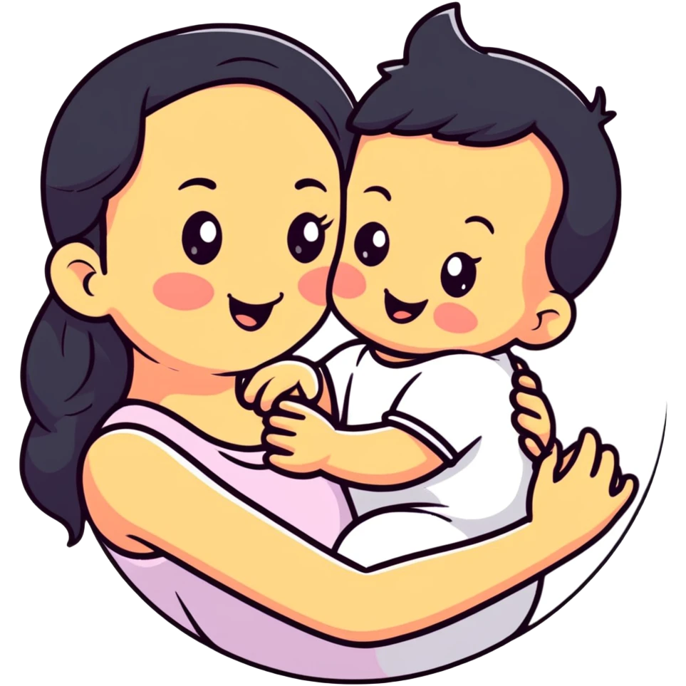 cute baby biting his mother's arm emoji