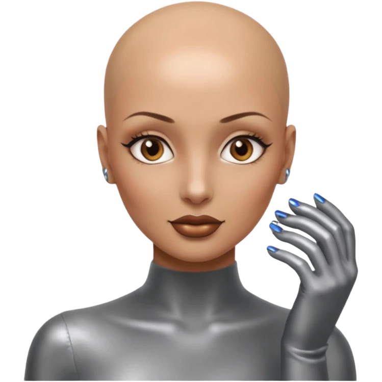 정말 예쁜 미인인데 대머리인 근데 머리 부분만 철로 되어있는
근데 네일도 하고 있는 emoji