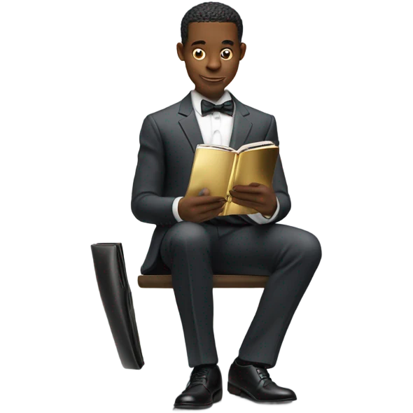 Billionaire reading gold magazine and mobile phone emoji