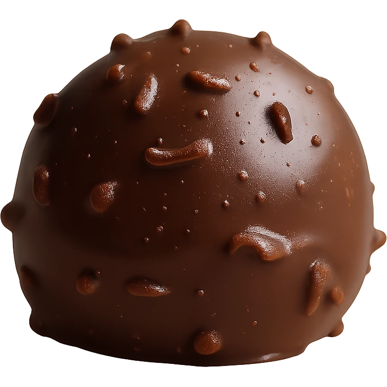 Isolate the chocolate truffle on a transparent background, removing all background elements. emoji
