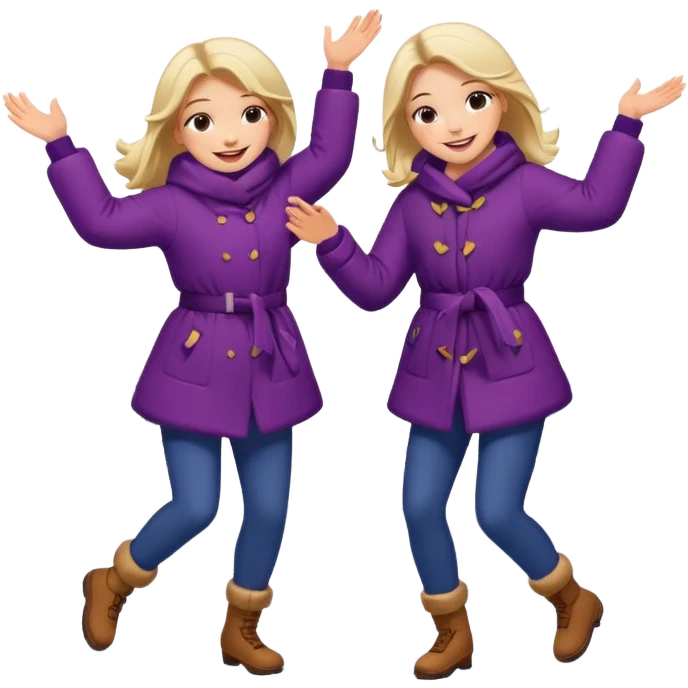 girls dancing in the snowing emoji
