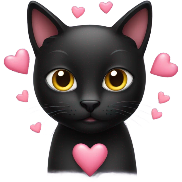 black cat with hearts emoji