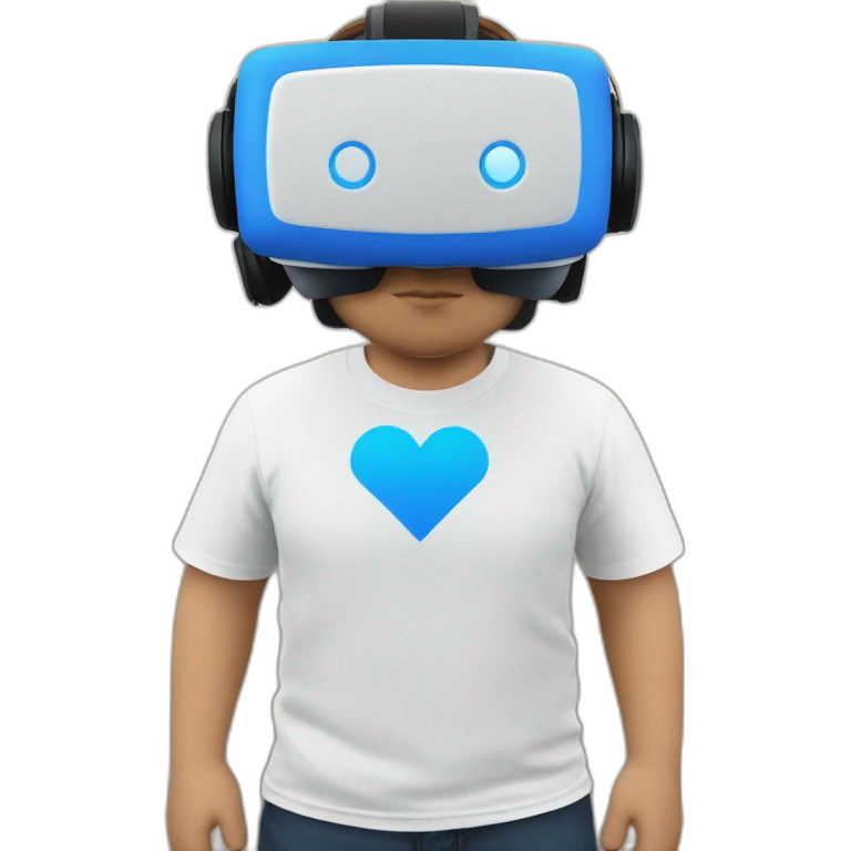 Vr player white blue t-shirt emoji