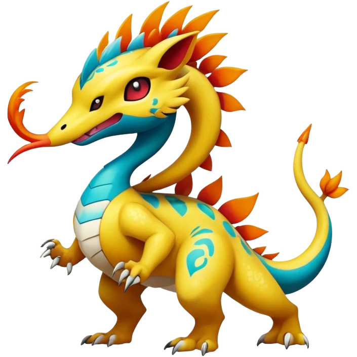 exotic fantasy-creature-Fakémon-Pokémon, full body, with random markings emoji
