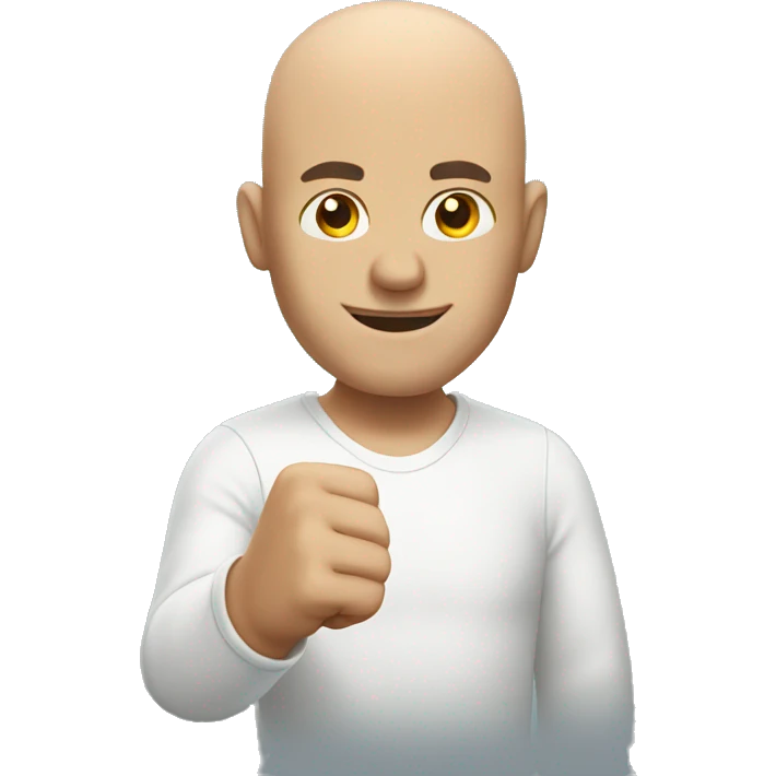 bald man with fist emoji
