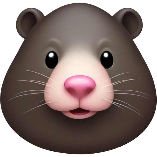 Mole with its eyes closed. and just the tip of its nose is pink.  emoji
