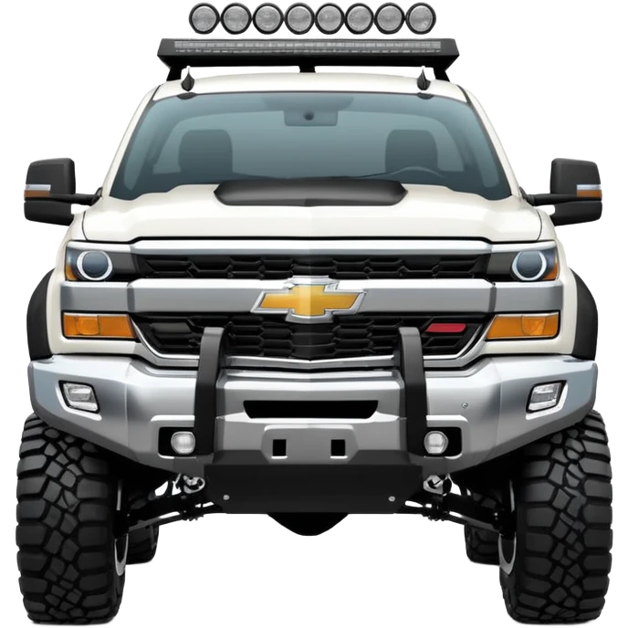  Chevrolet 2500 2022 crew cab. A ferocious truck featuring a vivid white base and black off road front bumper and chrome off road wheels. Emphasize sharp, high-contrast black streaks across the body, creating a look of aggressive, explosive energy. emoji