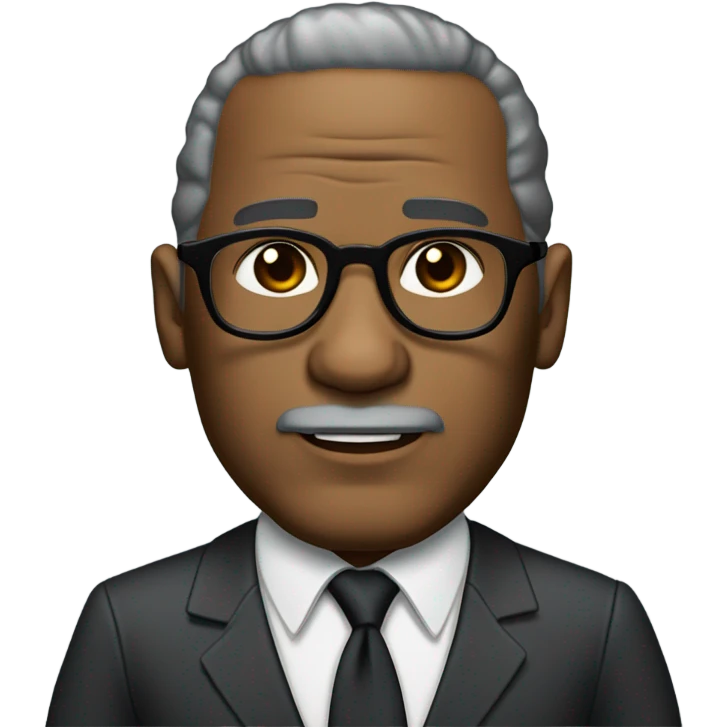 oj Simpson with small round face and suit and glasses and buzz cut and small black eyes and small gray beard and small black eyes and wrinkled forehead emoji