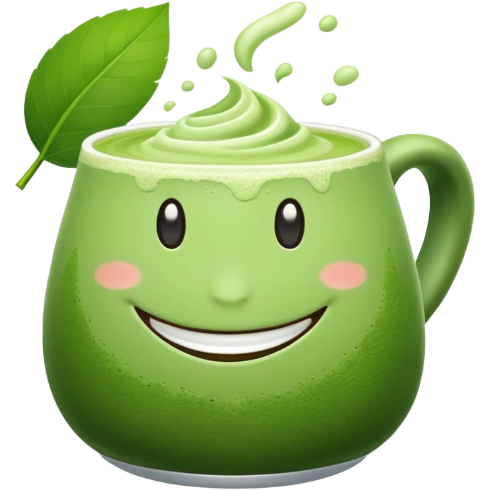 Dancing matcha with smile emoji