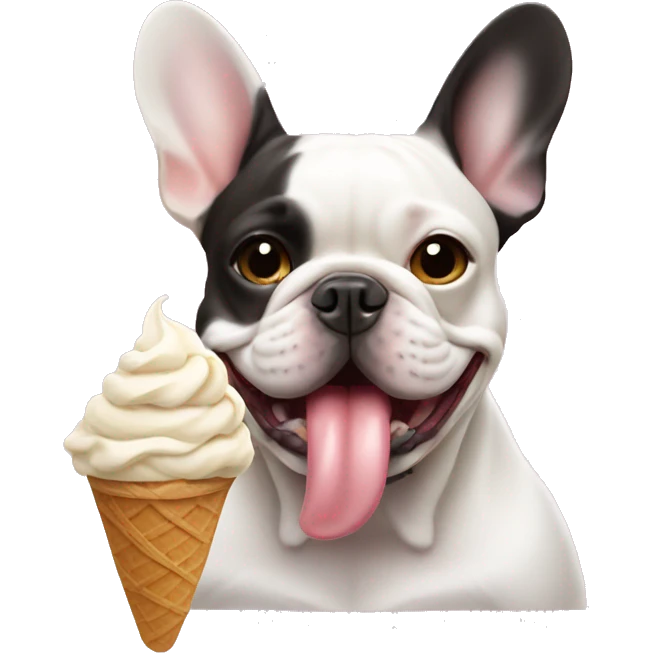 French bulldog eating ice cream emoji