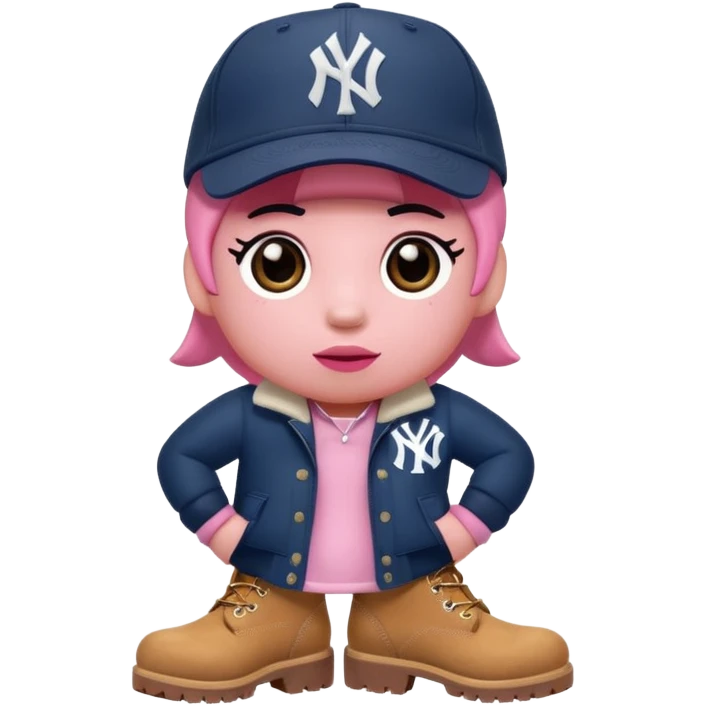 Kirby the cartoon character with timberland boots and a new york Yankee cap emoji