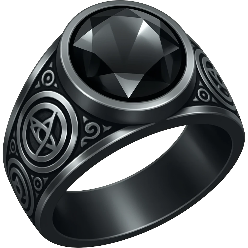 I need a ring representing an umbra pontifex, a dark priestess. It is a mysterious occult symbol, fit for a warlock. Embossed with details and maybe a gem emoji