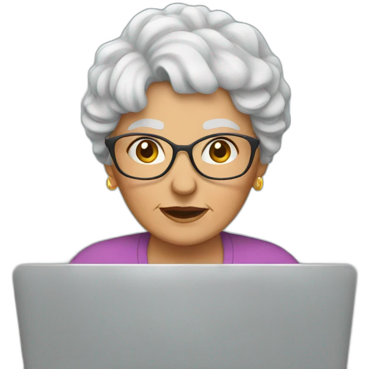 Granny on a laptop emoji