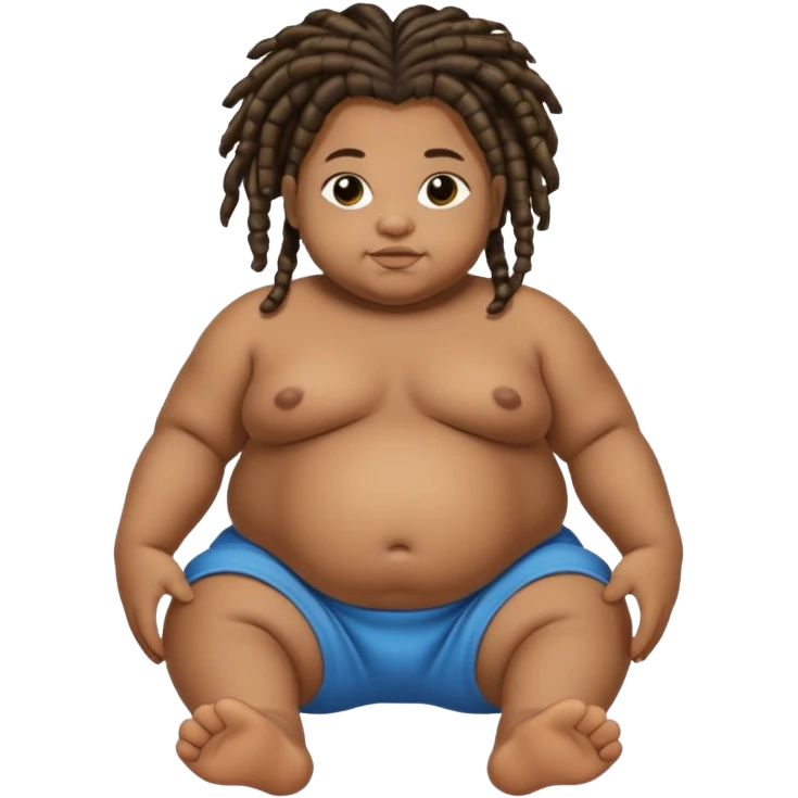 Diabetic disabled black baby with dread locks with obese body and a big but emoji