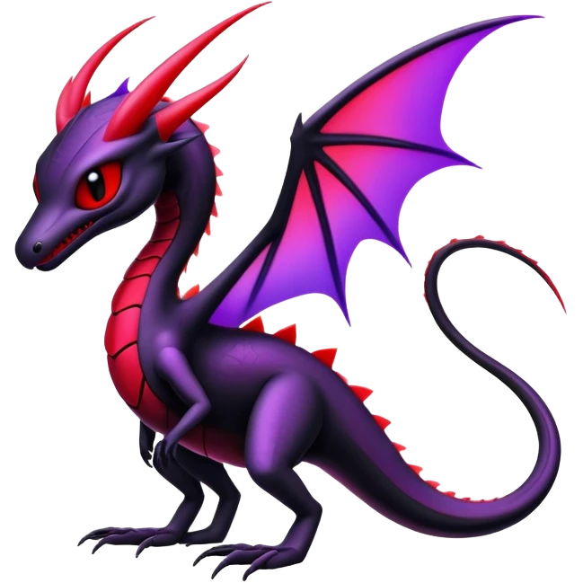 Colorful Neon Black and red and purple Gothic Edgy Tropical Flygon-Aurorus-Salandit-Salazzle-Amaura-Hybrid-Creature emoji