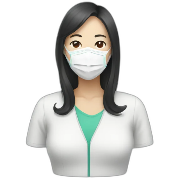 Asian woman wearing white respirator mask emoji