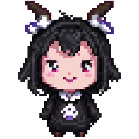 Kuromi character, mischievous expression, simple background emoji