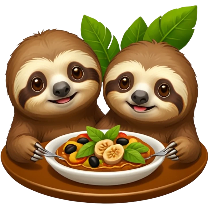 Two sloths some Spanish tapas emoji