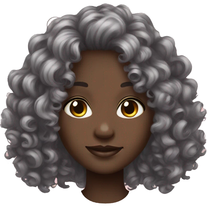 dark skin curly hair pretty face braces emoji