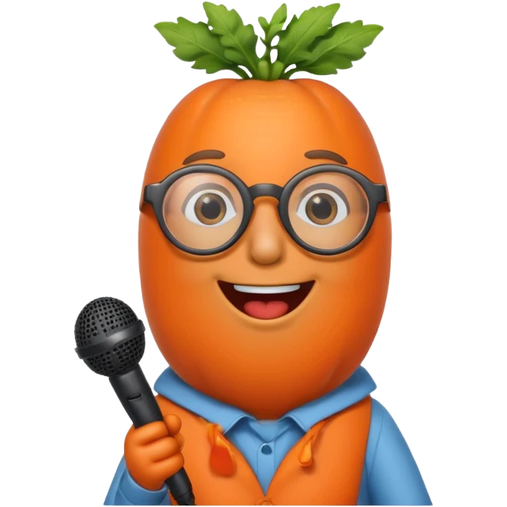 singing carrot wearing glasses with microphone emoji