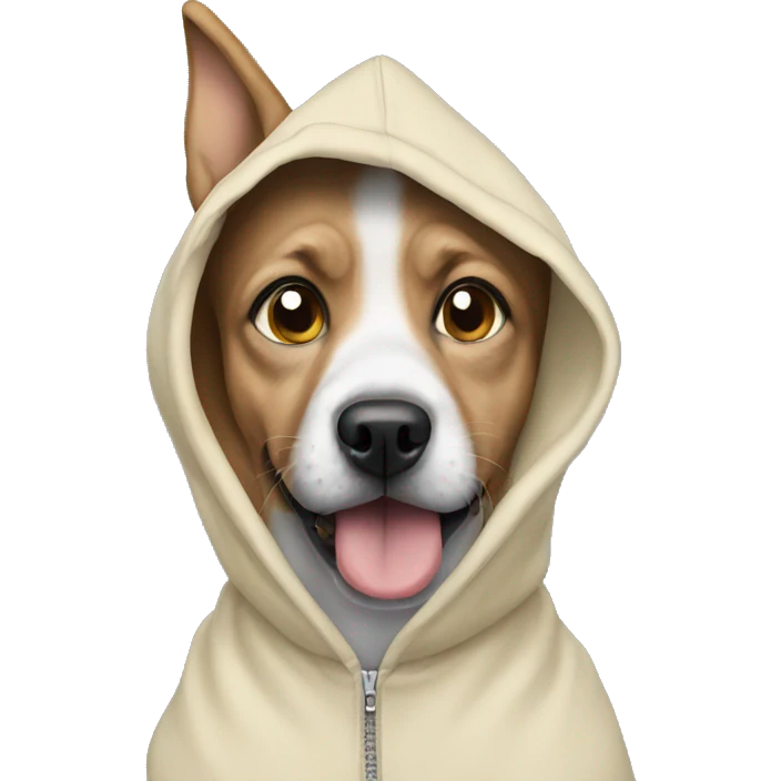 dog hearing a hoodie emoji