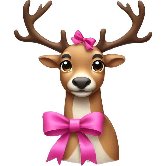 Pretty Reindeer with a pink bow emoji