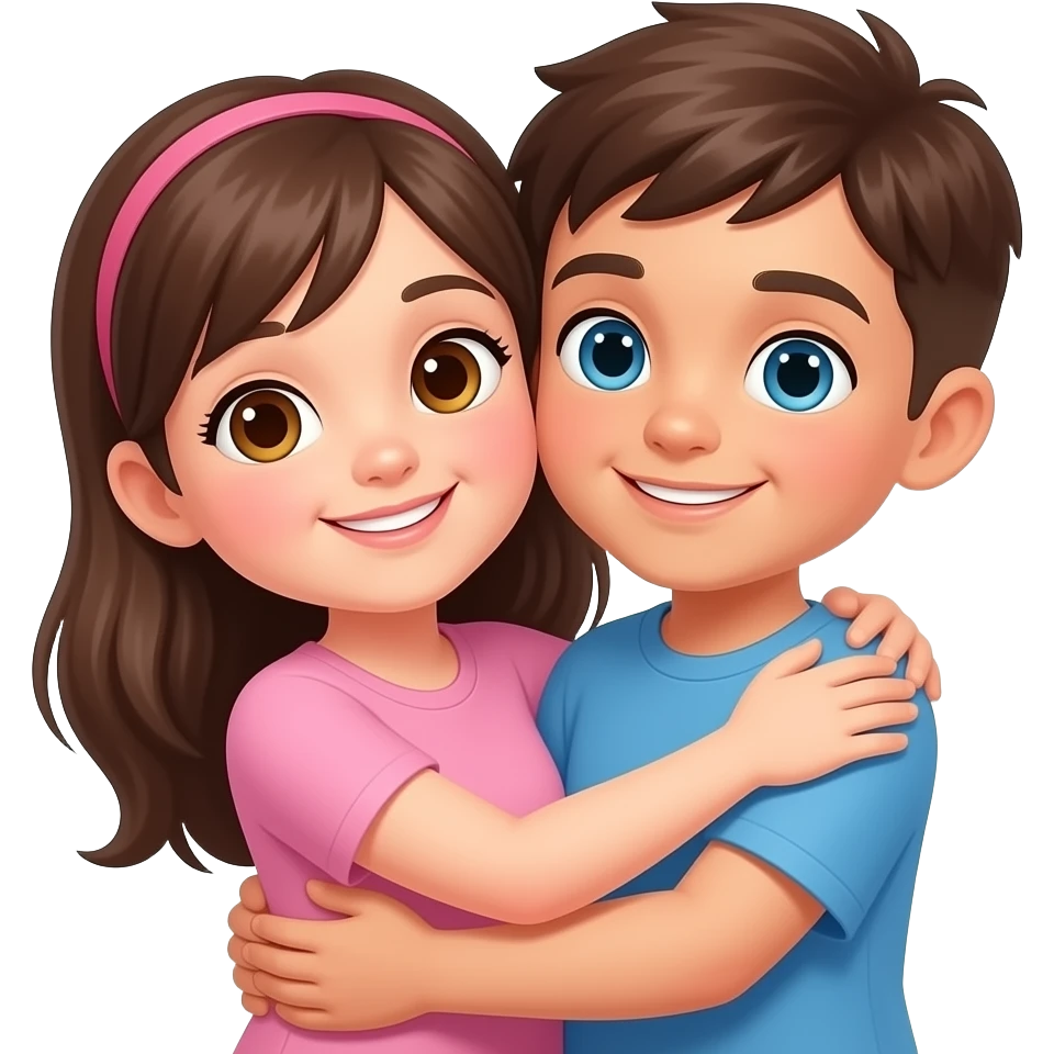 Girl and boy hug emoji