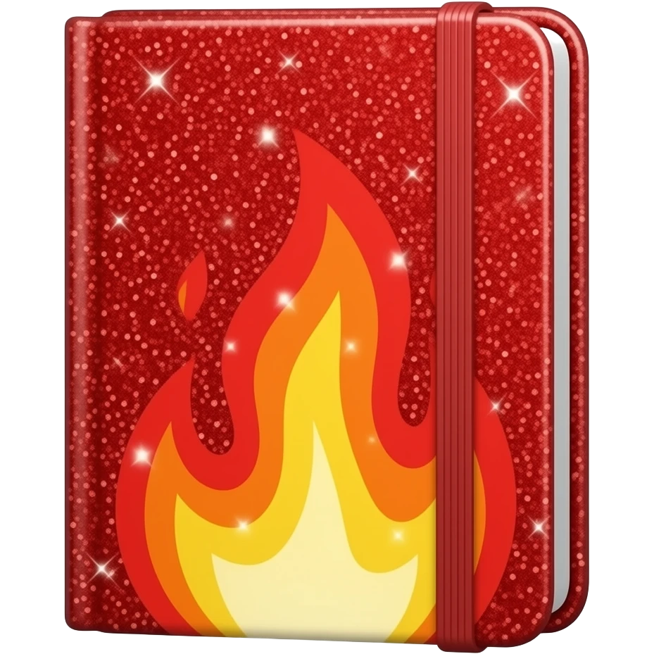 detailed glitter red flame diary emoji