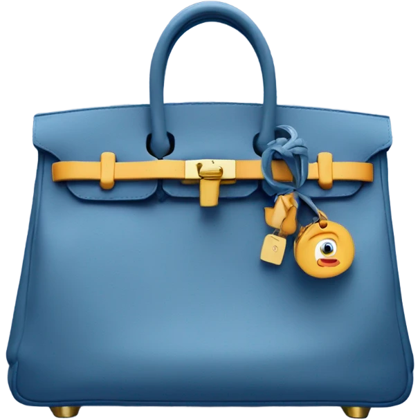 birkin bag in jean blue with horse accessorie emoji