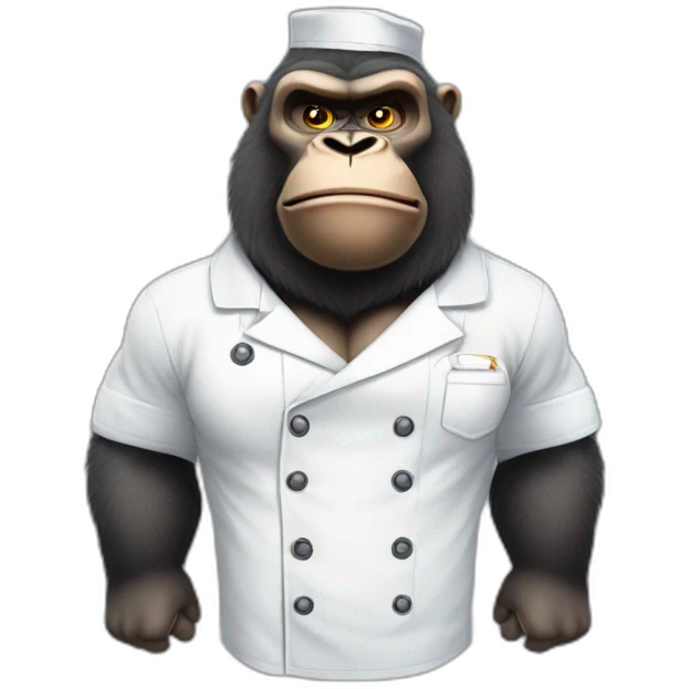 Big Buff Gorilla in chef's uniform emoji