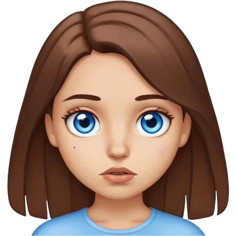 Blue eyed, brown haired girl with a scar on her lip emoji
