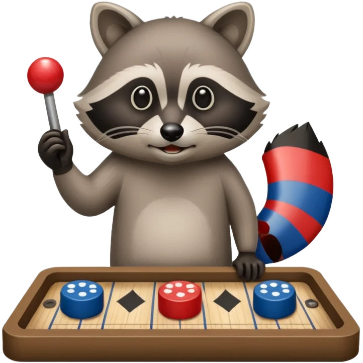 Raccoon playing deck shuffleboard emoji