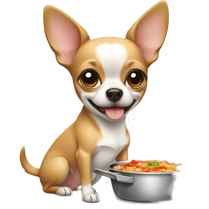 A chihuahua cooking her own food  emoji