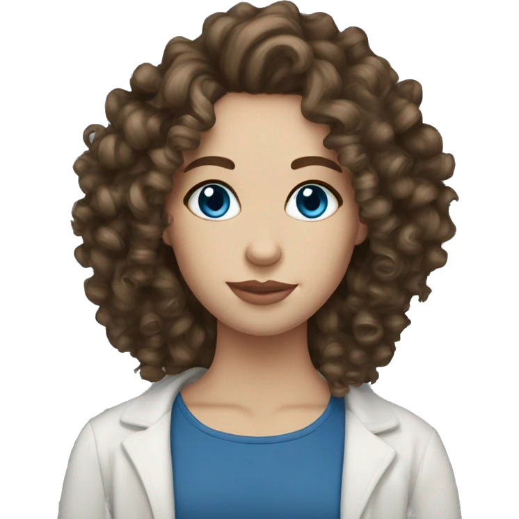 White skin brunette curly hair blue eye emoji