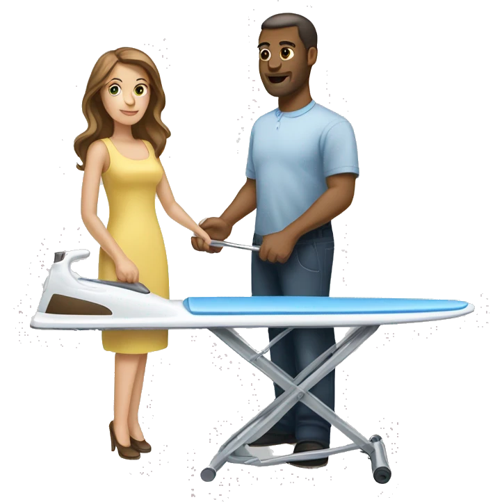  ironing board couple white man white woman with brown hair emoji