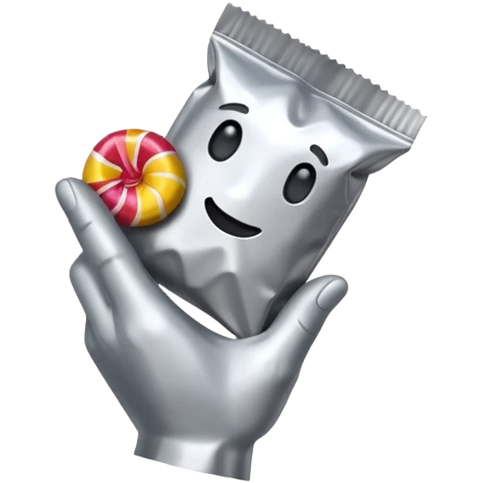Dark hand holding wrapper  emoji