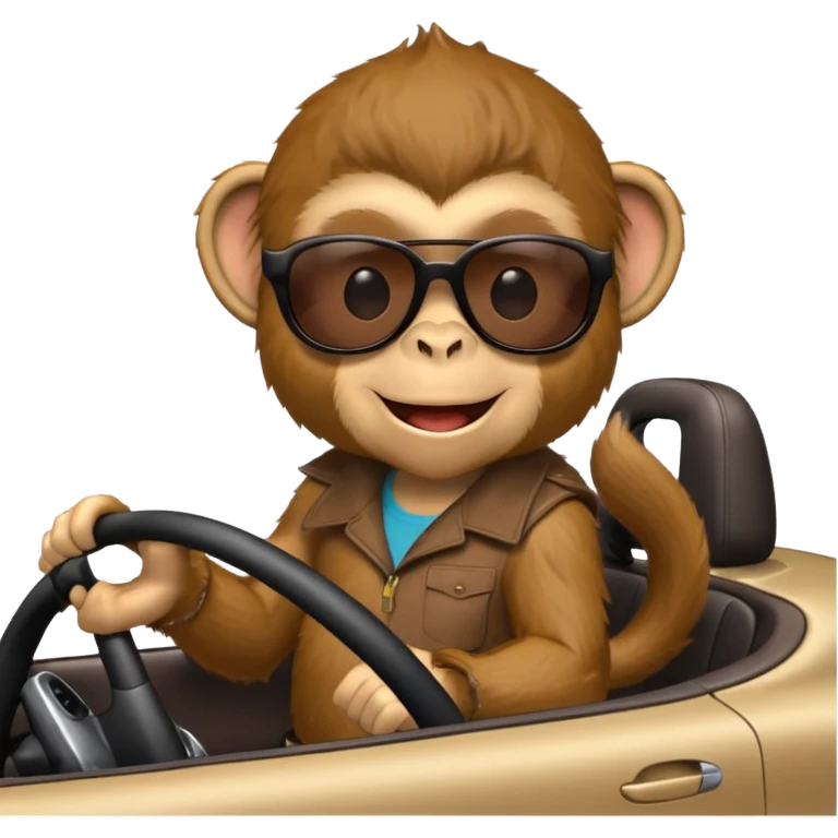 a monkey driving a car
 emoji