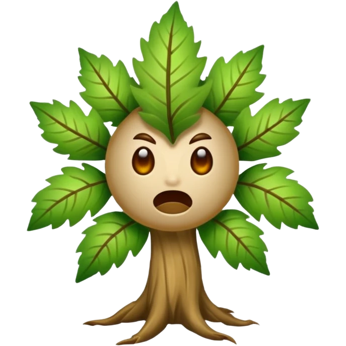 woodland spirit jump scare reaction with leaf hair standing up emoji