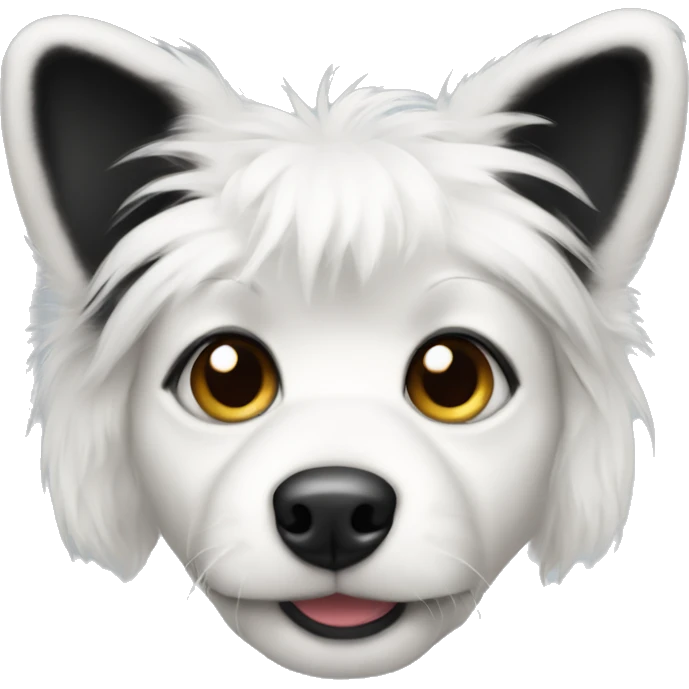 Cute white and black dog with fur ears emoji