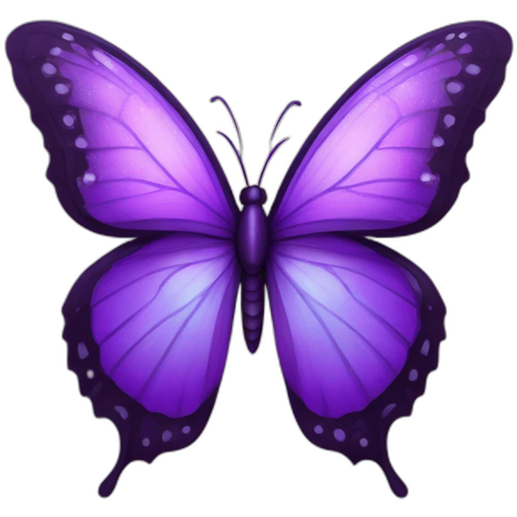 Una mariposa violeta con enormes pestañas y brillos en sus alas emoji