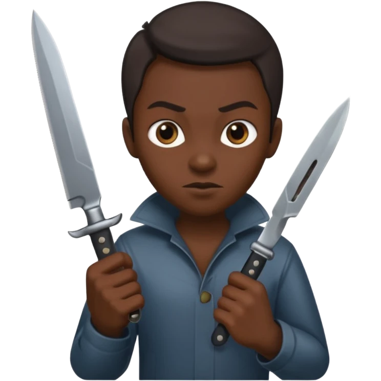 a evil face with a knife in their hand and te emoji tu be just the head and the hand with the knife emoji