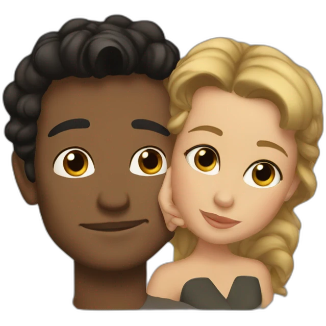 Simon Baker kiss-kiss a black girl brown eyes and sblack hair in a bun emoji