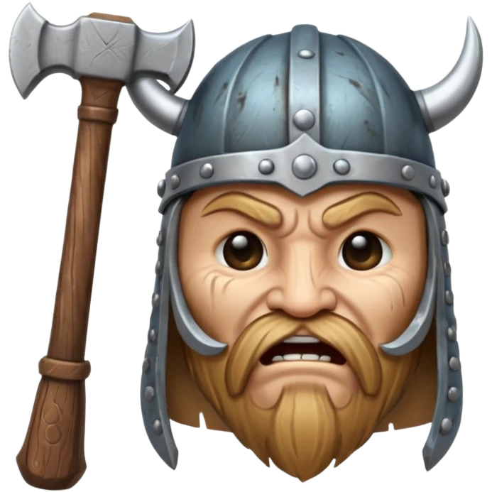 Viking helmet crying, hammer emoji