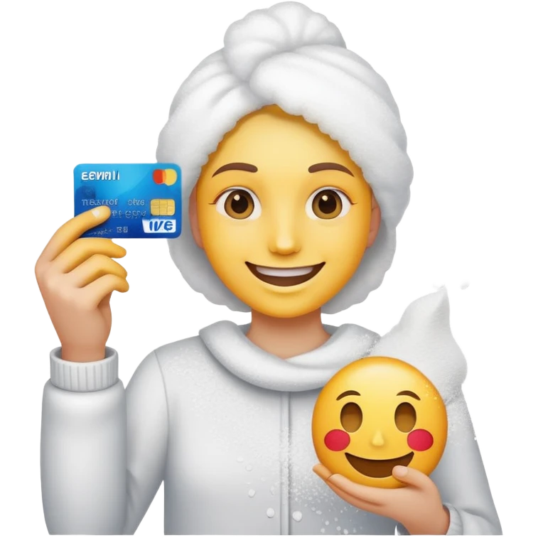 Happy emoji with creditcard in hand and a pile of powder emoji