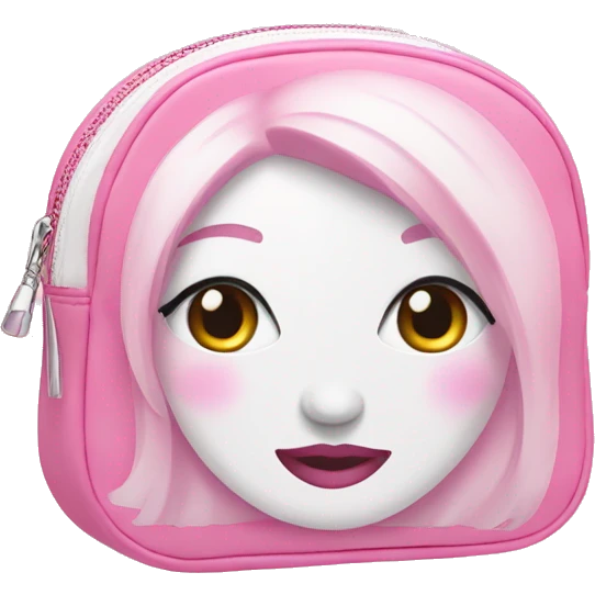 Pink and white makeup bag emoji