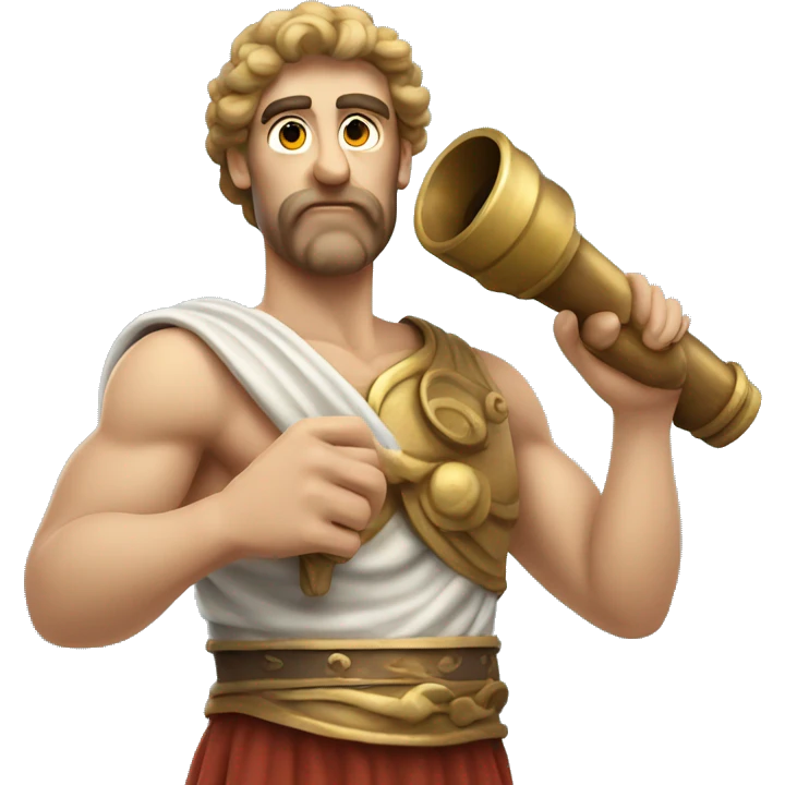 Muscular Ancient Greek sailor holding a telescope emoji